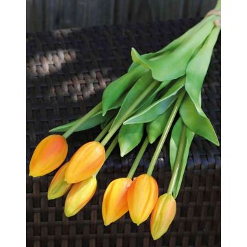 Artificial tulip bouquet LONA, light orange-green, 18"/45cm, Ø8"/20cm