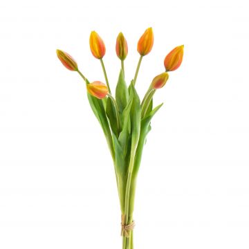 Artificial tulip bouquet LONA, dark orange-green, 18"/45cm, Ø8"/20cm