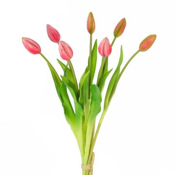 Artificial tulip bouquet LONA, pink-green, 18"/45cm, Ø8"/20cm
