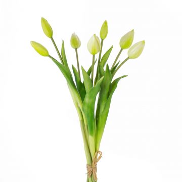 Artificial tulip bouquet LONA, white-green, 18"/45cm, Ø8"/20cm