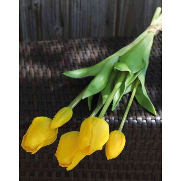 Artificial bouquet of tulips LONA, yellow-green, 18"/45cm, Ø6"/15cm