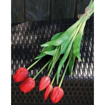 Artificial bouquet of tulips LONA, red, 18"/45cm, Ø6"/15cm