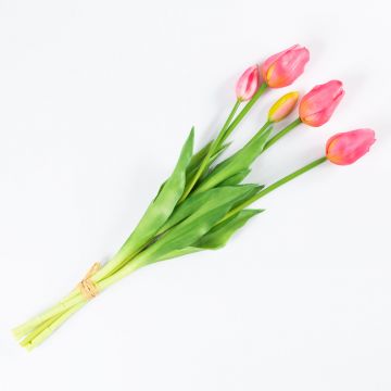 Artificial bouquet of tulips LONA, light pink-green, 18"/45cm, Ø6"/15cm