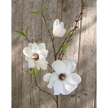 Artificial magnolia spray FINAH, cream-white, 3ft/90cm, Ø3.5"-5.9"/9-15cm