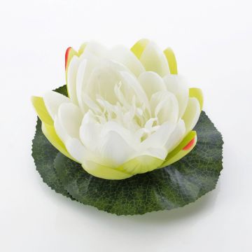 Synthetic water lily SAFINA, floating, white, 2.8"/7cm, Ø6"/15cm