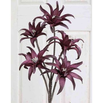 Artificial lily CÄCILIA, dark purple, 4ft/115cm, Ø5.1"-8"/13-20cm