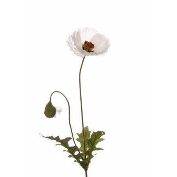 Artificial poppy spray CARLINA, white, 26"/65cm, Ø3.1"/8cm