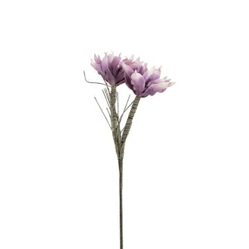 Fake magnolia spray NEYLA, crossdoor, violet, 3ft/100cm, Ø4.7"-5.5"/12-14cm