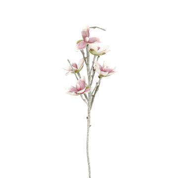 Fake magnolia spray NEYLA, crossdoor, white-pink, 3ft/100cm, Ø4.7"-5.5"/12-14cm