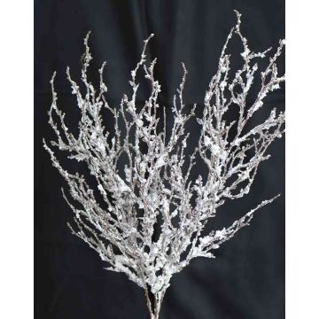 Decorative willow branch FUNA, spike, glitter, snow-covered, brown, 22"/55cm