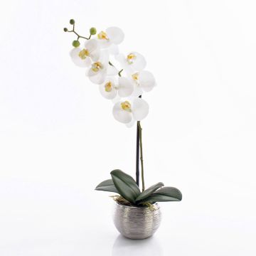 Artificial orchid Phalaenopsis EMILIA, decorative pot, white, 18"/45cm