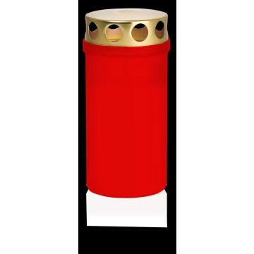 Grave candle CARMELIA with lid, red-white, 4.7"/12cm, Ø2.4"/6,1cm, 50h