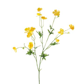 Artificial buttercup spray NORA, yellow, 28"/70cm, Ø0.8"-1.2"/2-3cm