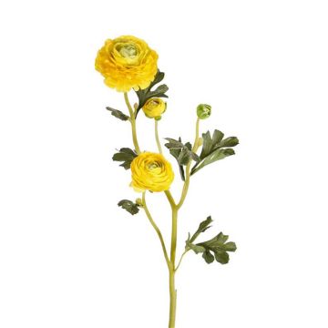 Fake ranunculus flower NOEMIE, yellow, 26"/65cm, Ø1.6"-3.1"/4-8cm