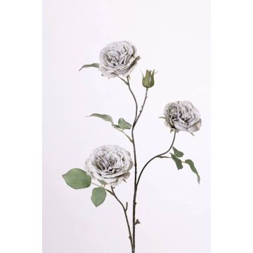 Fake rose spray GITTI, light green-grey, 31"/80cm, Ø4"/10cm