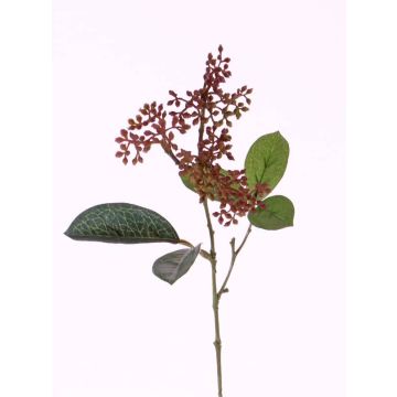 Fake viburnum tinus spray LAZAROS, red, 14"/35cm, Ø2"/5cm