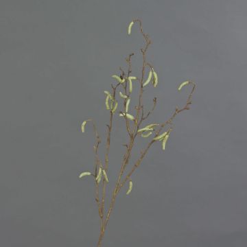 Fake Birch spray NANTE, with flowers, brown, 26"/65cm
