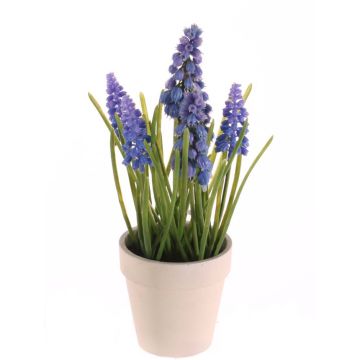 Fake grape hyacinth ARABELLA, decorative pot, purple-blue, 10"/25cm, Ø0.8"-1.2"/2-3cm