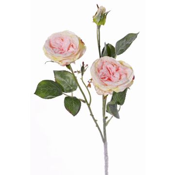 Fake cabbage rose MADITA, with snow, pink, 24"/60cm, Ø3.5"/9cm