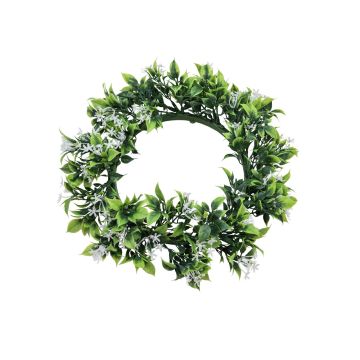 Plastic jasmine wreath REBEKKA, crossdoor, white, Ø12"/30cm