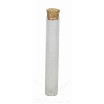Decorative glass tube with cork SINAN, clear, 6"/15cm, Ø1"/2,5cm