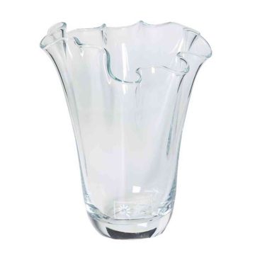 Vase with wavy rim JODY OCEAN made of glass, clear, 10"/25cm, Ø6.3"/16cm