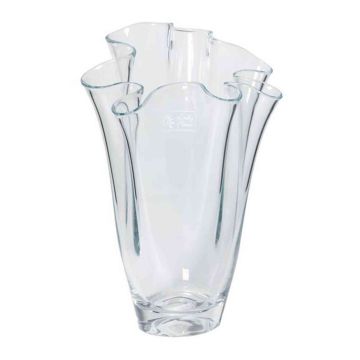 Vase with wavy rim JODY OCEAN made of glass, clear, 11"/27cm, Ø8"/21cm