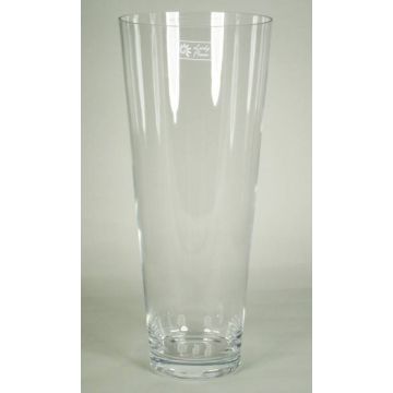 Decorative vase ANNA OCEAN, conical shape, glass, clear, 17"/43cm, Ø7"/18cm