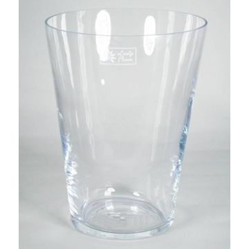 Decorative vase ANNA OCEAN, conical shape, glass, clear, 10"/26cm, Ø8"/20cm