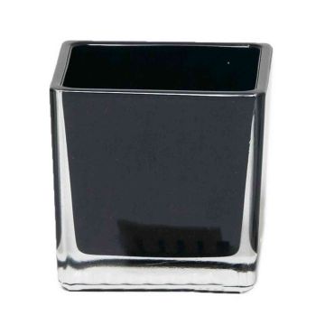 Glass planter KIM OCEAN, black, 4.7"x4.7"x4.7"/12x12x12cm