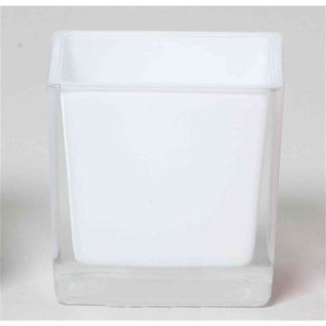 Glass planter KIM OCEAN, white, 4.7"x4.7"x4.7"/12x12x12cm