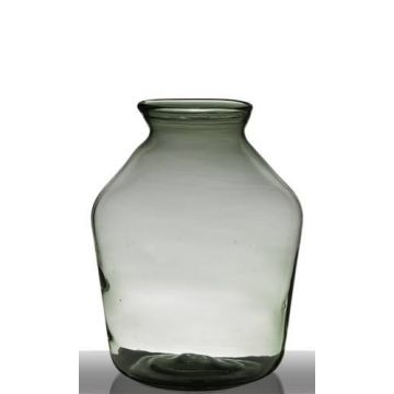 Recycled glass vase QUINN EARTH, clear-green, 15"/37,5cm, Ø11"/29cm