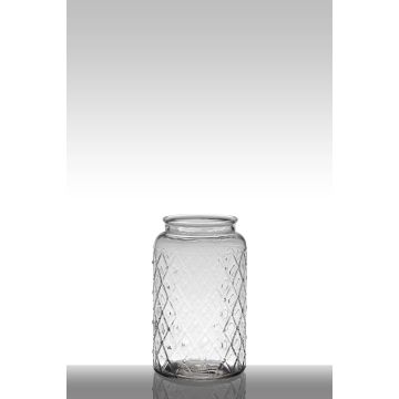 Votive glass ROSIE with diamond pattern, clear, 10"/26,5cm, Ø6.3"/16cm