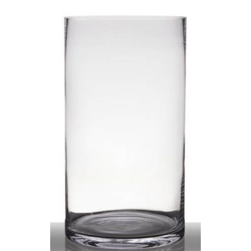 Cylindrical flower vase SANSA EARTH, glass, clear, 18"/45cm, Ø10"/25cm
