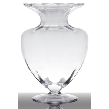 Amphora vase glass KENDRA with pedestal, clear, 13"/33cm, Ø9"/23,5cm