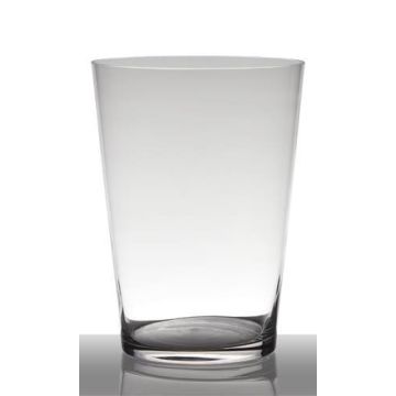 Decorative vase ANNA EARTH, conical shape, glass, clear, 16"/40cm, Ø10"/25cm