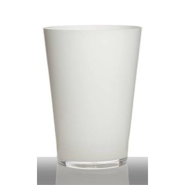 Decorative vase ANNA EARTH, conical shape, glass, white, 12"/30cm, Ø9"/22cm