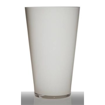 Decorative vase ANNA EARTH, conical shape, glass, white, 16"/40cm, Ø10"/25cm