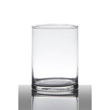 Cylindrical candle holder SANYA EARTH, glass, clear, 6"/15cm, Ø4.7"/12cm