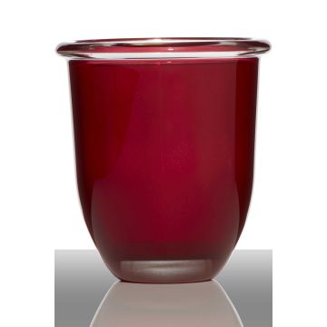 Cachepot made of glass FYNN, red, 6.7"/17cm, Ø6.1"/15,5cm