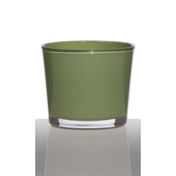 Large tea light holder ALENA, glass, grass green, 3.5"/9cm, Ø4"/10cm