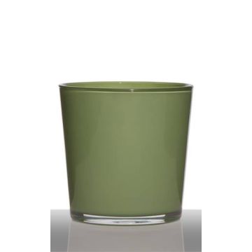 Plant pot made of glass ALENA, grass green, 7.5"/19cm, Ø7.5"/19cm