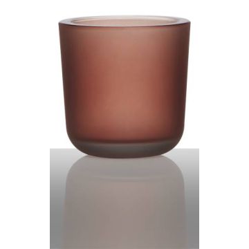 Candle glass for tea lights NICK, burgundy matt, 3"/7,5cm, Ø3"/7,5cm