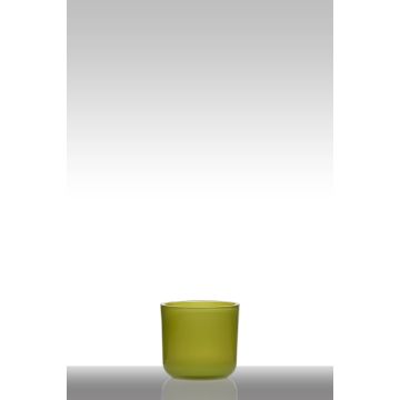 Candle holder made of glass NICK, light green, 5"/13cm, Ø5.5"/14cm