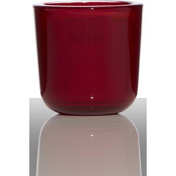 Candle glass for tea lights NICK, red, 3"/7,5cm, Ø3"/7,5cm