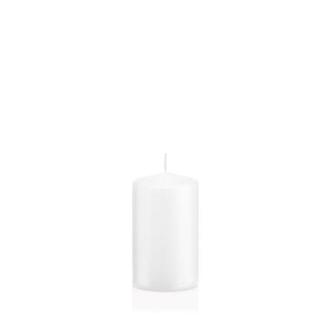 Lantern candle MAEVA, pillar, white, 4"/10cm, Ø2.4"/6cm, 33h - Made in Germany