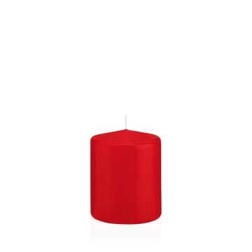 Lantern candle MAEVA, pillar, red, 4"/10cm, Ø3.1"/8cm, 37h - Made in Germany