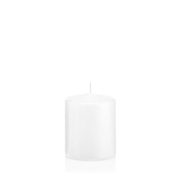Lantern candle MAEVA, pillar, white, 4"/10cm, Ø3.1"/8cm, 37h - Made in Germany