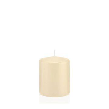 Lantern candle MAEVA, pillar, cream, 4"/10cm, Ø3.1"/8cm, 37h - Made in Germany