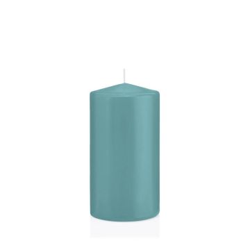 Lantern candle MAEVA, pillar, turquoise, 6"/15cm, Ø3.1"/8cm, 69h - Made in Germany